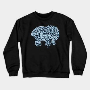 Elephant Shaped Blue Maze & Labyrinth T-Shirt Crewneck Sweatshirt